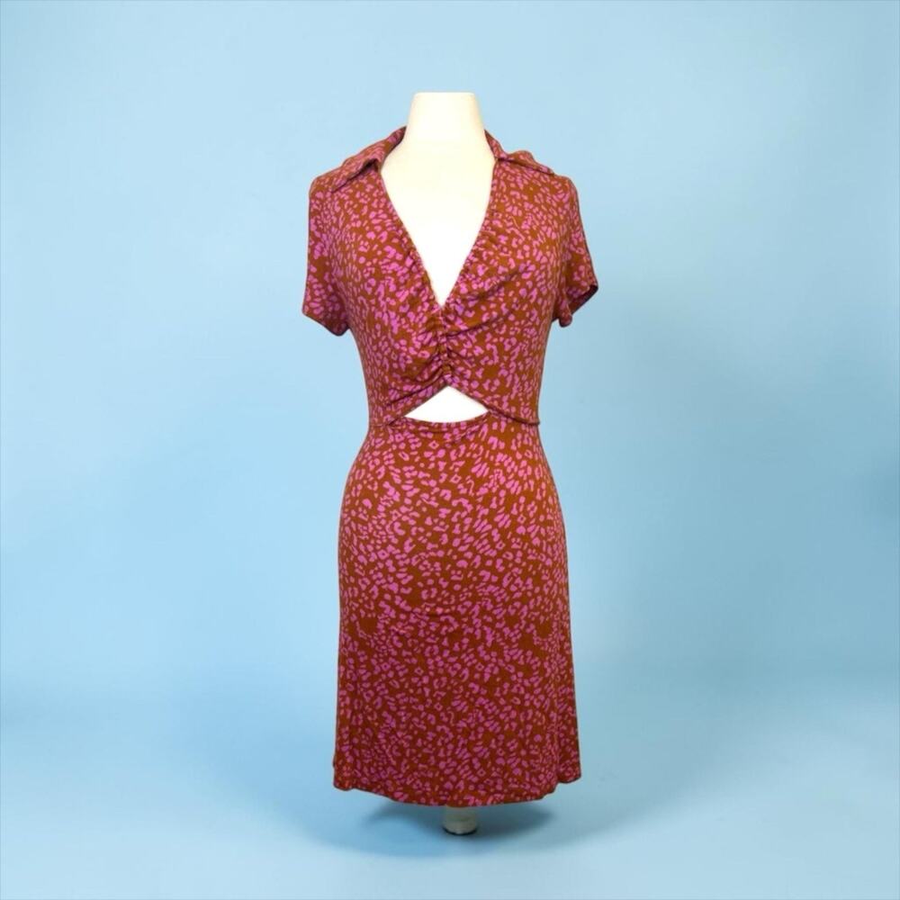 NWT Free People Women's Mini Dress Marsaile Size L Animal Print Rust